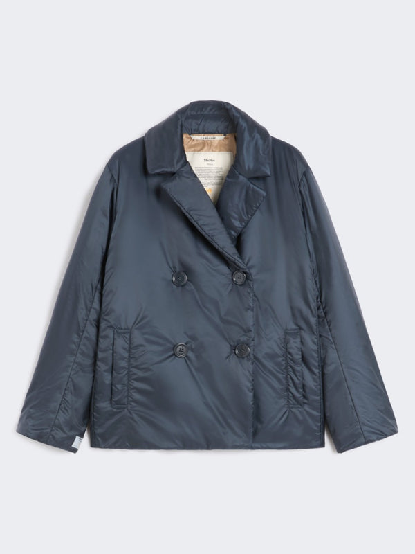 The Cube Padded Double-Breasted Jacket in Water-Repellent Canvas Midnight Blue